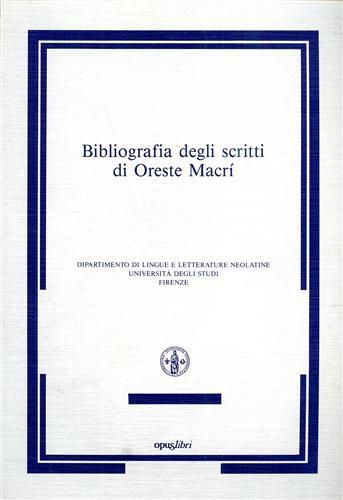 Bibliografia degli scritti di Oreste Macrì - copertina