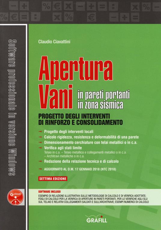 Apertura vani in pareti portanti in zona sismica. Con software - Claudio Ciavattini - copertina