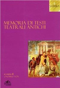 Memoria di testi teatrali antichi - copertina