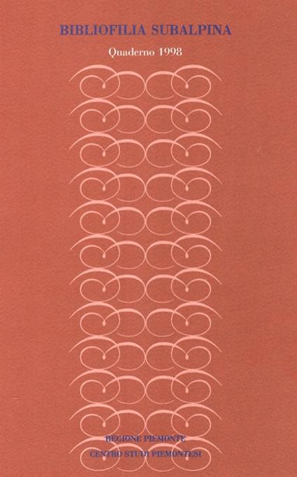 Bibliofilia subalpina. Quaderno (1998) - copertina