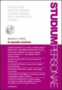 Studium personae. Rivista culturale dell'Istituto superiore di scienze religiose Mons. A. Pecci di Matera (2013). Vol. 1 - copertina
