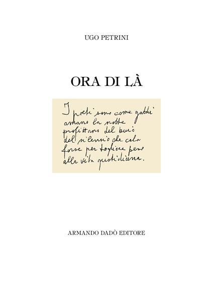Ora di là - Ugo Petrini - copertina