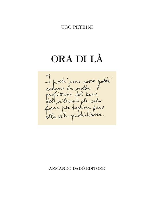 Ora di là - Ugo Petrini - copertina