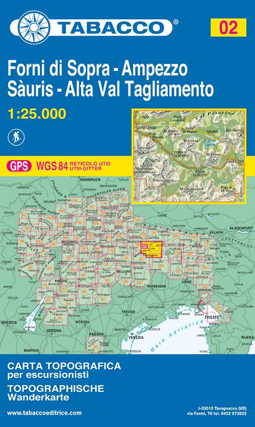 Forni di Sopra. Ampezzo. Sàuris. Alta val Tagliamento 1:25.000 - copertina