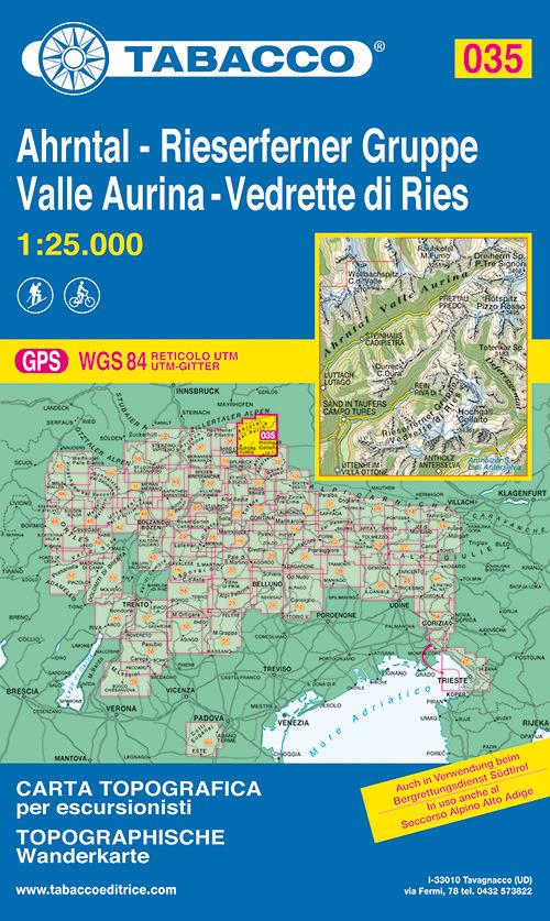 Valle Aurina. Vedrette di Ries 1:25.000 - copertina