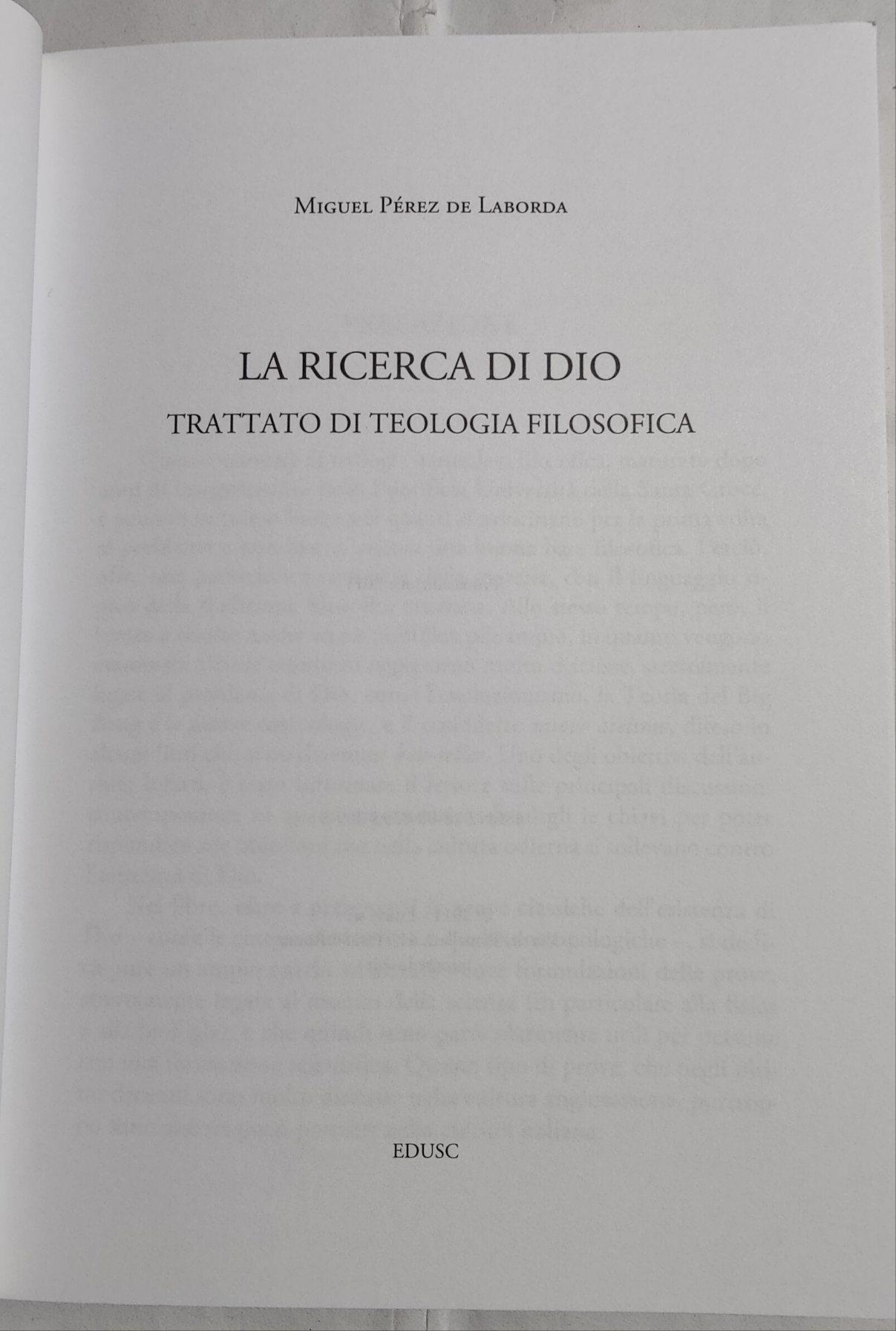La ricerca di Dio. Trattato di teologia filosofica