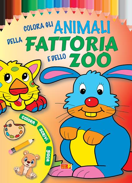 Colora gli animali della fattoria e dello zoo - copertina