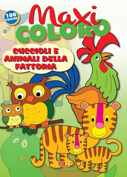 Maxi coloro: cuccioli e animali della fattoria - copertina