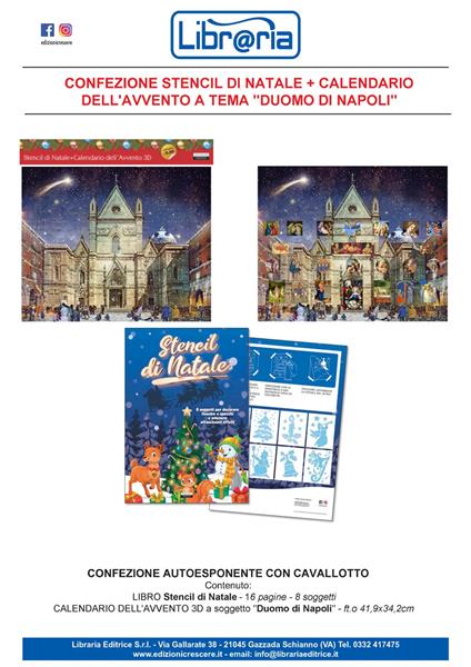 Stencil di Natale. Con Calendario: dell'avvento 3D a tema Duomo di Napoli - copertina