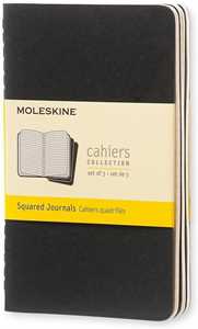 Image of Quaderno Cahier Journal Moleskine pocket a quadretti nero. Black. Set da 3