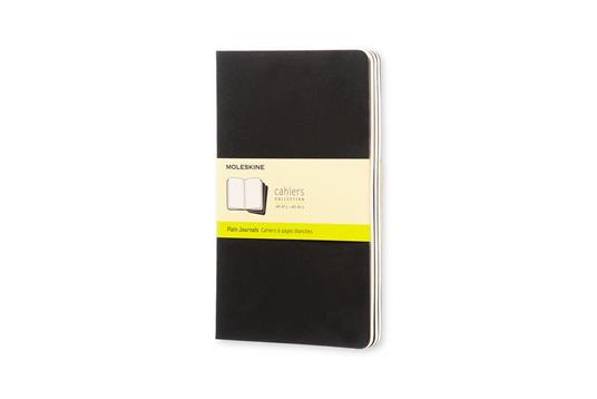 Quaderno Cahier Journal Moleskine large a pagine bianche nero. Black. Set da 3 - 2