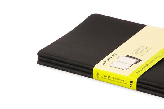 Quaderno Cahier Journal Moleskine large a pagine bianche nero. Black. Set da 3 - 6