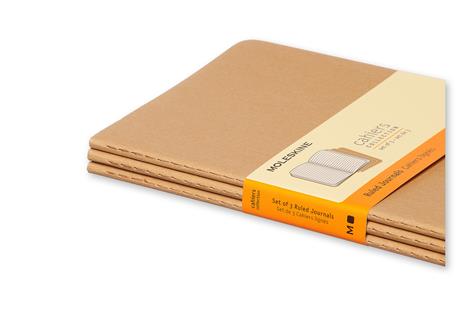 Quaderno Cahier Journal Moleskine large a righe beige. Kraft Brown. Set da 3 - 6