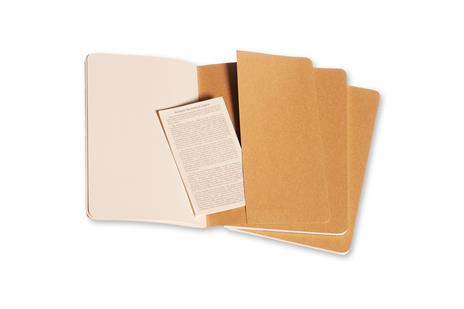 Quaderno Cahier Journal Moleskine large a pagine bianche beige. Kraft Brown. Set da 3 - 4