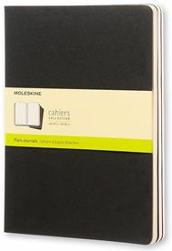 Quaderno Cahier Journal Moleskine XL a pagine bianche nero. Black. Set da 3
