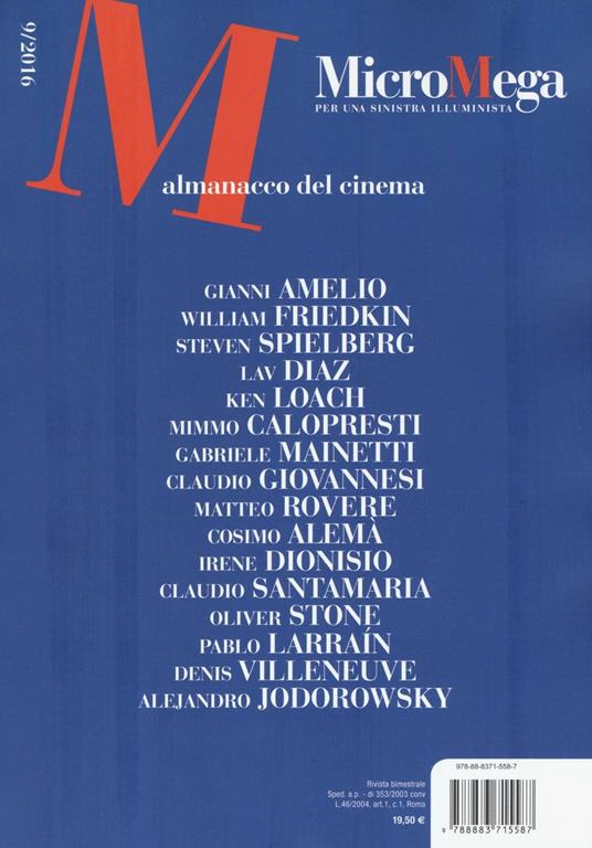 Micromega (2016). Vol. 9: Almanacco del cinema - copertina