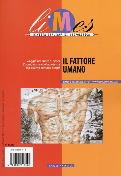 Limes. Rivista italiana di geopolitica (2019). Vol. 8: Il fattore umano - copertina
