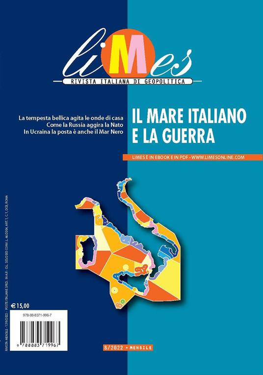 Limes. Rivista italiana di geopolitica (2022). Vol. 8: Il mare italiano e la guerra - copertina