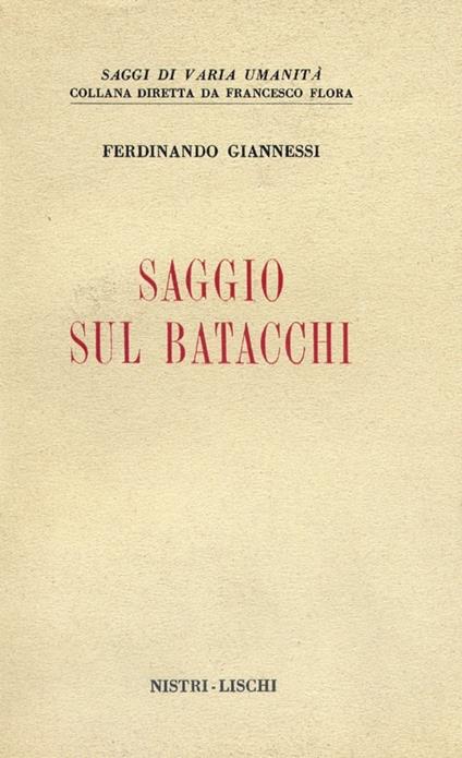 Saggio sul Batacchi - Ferdinando Giannessi - copertina