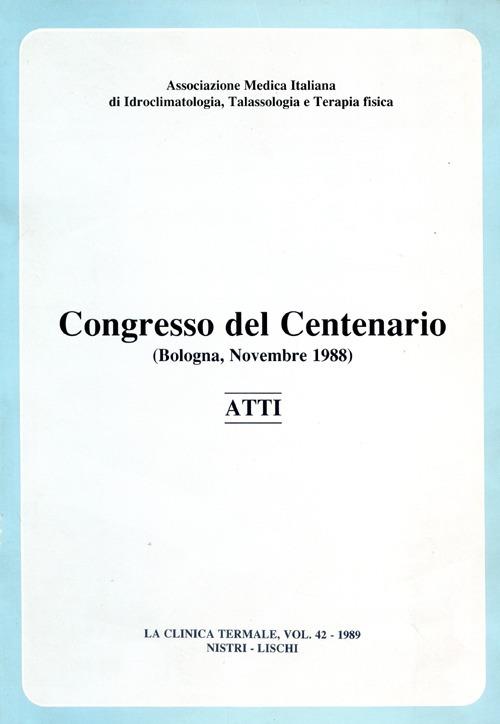 Atti del Congresso del centenario dell'Associazione medica italiana di idroclimatologia - copertina