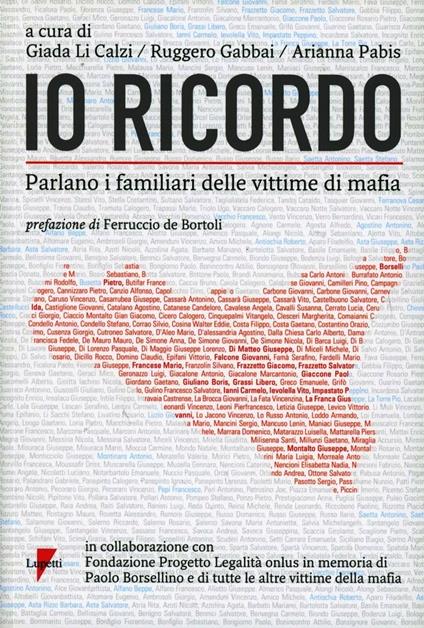 Io ricordo. Parlano i familiari delle vittime di mafia - copertina