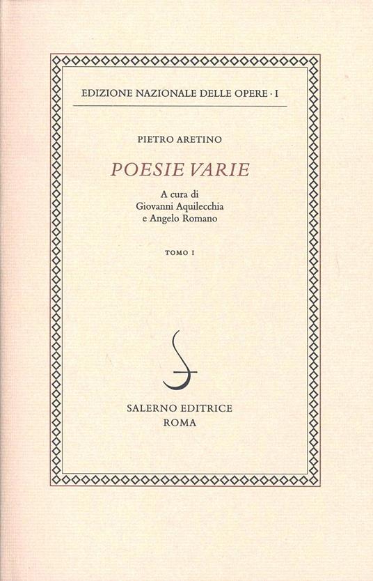 Poesie varie. Vol. 1 - Pietro Aretino - copertina