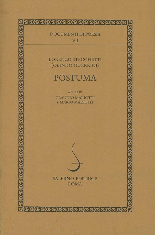 Pòstuma - Lorenzo Stecchetti - copertina