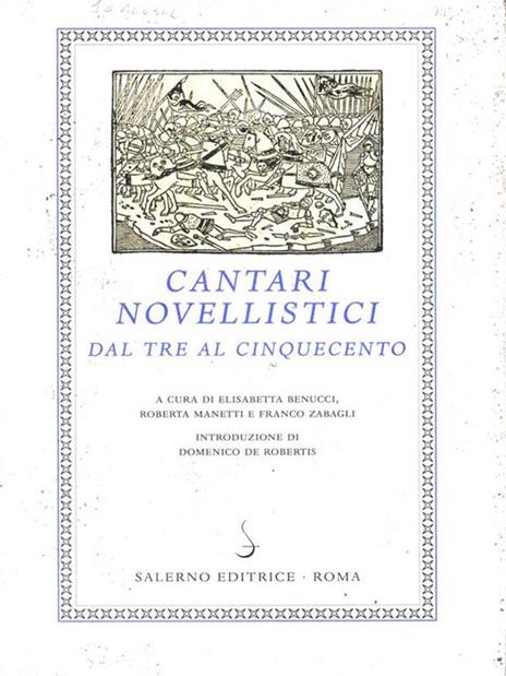 Cantari novellistici dal Tre al Cinquecento - copertina