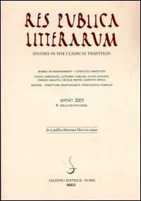 Res publica litterarum. Studies in the classical tradition. Vol. 25 - copertina