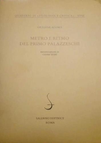 Metro e ritmo del primo Palazzeschi - Giuliana Adamo - copertina