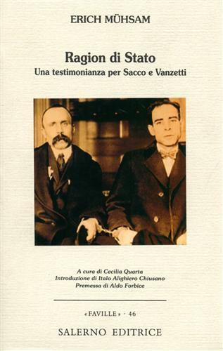 ragion di Stato. Una testimonianza per Sacco e Vanzetti - Erich Mühsam - copertina