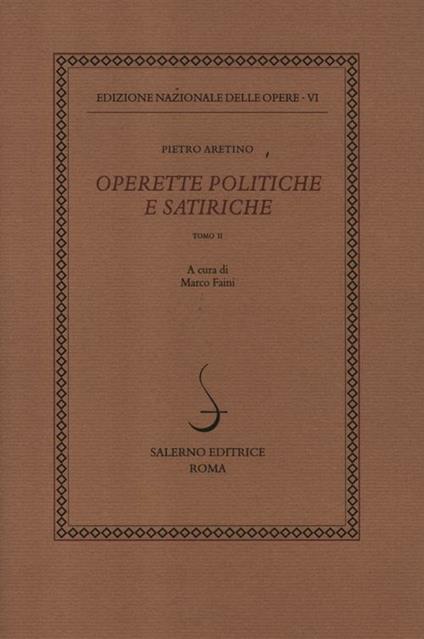 Operette politiche e satiriche. Vol. 6\2 - Pietro Aretino - copertina