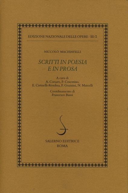 Opere letterarie. Vol. 2: Scritti in poesia e in prosa. - Niccolò Machiavelli - copertina