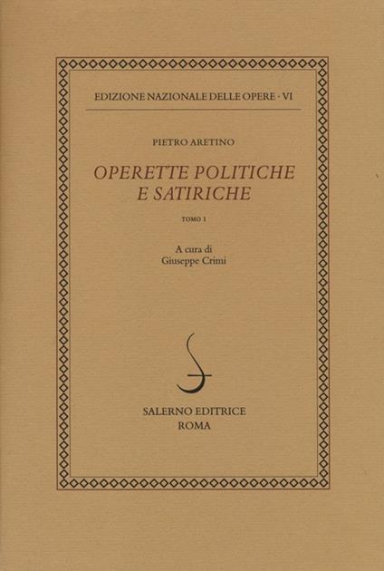 Operette politiche e satiriche. Vol. 6\1 - Pietro Aretino - copertina