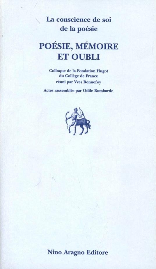 Poésie, mémoire et oubli - copertina