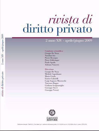 Rivista di diritto privato (2009). Vol. 2 - copertina