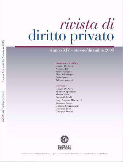 Rivista di diritto privato (2009). Vol. 4 - copertina