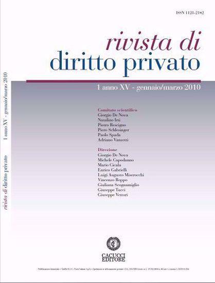 Rivista di diritto privato (2010). Vol. 1 - copertina