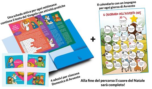 Cammino di Avvento per bambini. Ediz. a caratteri grandi. Con 4 adesivi. Con 4 schede attive. Con Calendario - Andrea Oldoni - 2