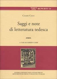 Saggi e note di letteratura tedesca - Cesare Cases - copertina