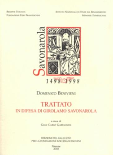 Trattato in difesa di Girolamo Savonarola - Domenico Benivieni - copertina