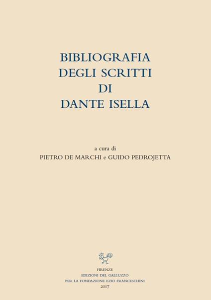 Bibliografia degli scritti di Dante Isella - copertina
