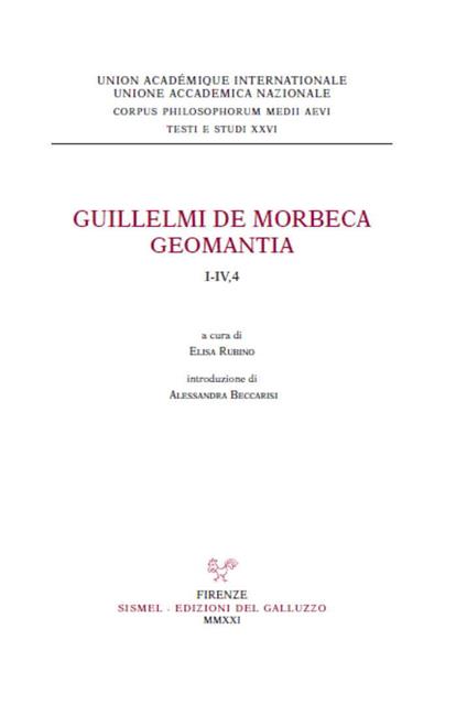 Guillelmi de Morbeca Geomantia. I-IV,4 - copertina