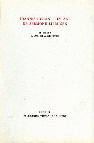 De sermone. Libri sex - Giovanni Pontano - copertina