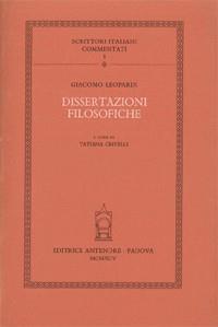 Dissertazioni filosofiche - Giacomo Leopardi - copertina