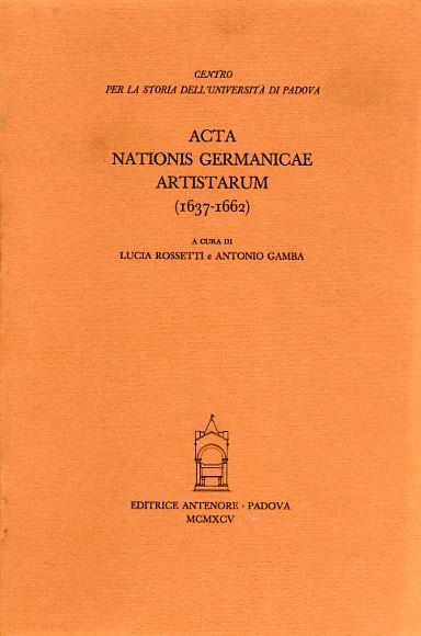 Acta nationis Germanicae artistarum (1637-1662) - copertina