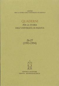 Quaderni per la storia dell'Università di Padova (26-27) - copertina