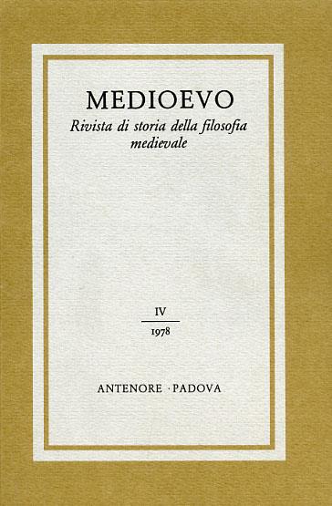 Medioevo. Rivista di storia della filosofia medievale. Vol. 4 - copertina