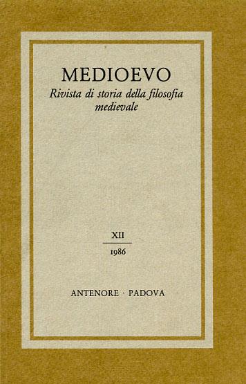 Medioevo. Rivista di storia della filosofia medievale. Vol. 12 - copertina
