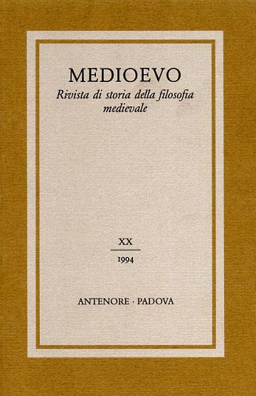 Medioevo. Rivista di storia della filosofia medievale. Vol. 20 - copertina